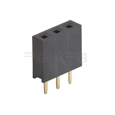Pitch 2.54mm 180° 单排 DIP U型排母 H7.1 W2.5 PC 3.0 03Pin 黑色 镀全金G/F
